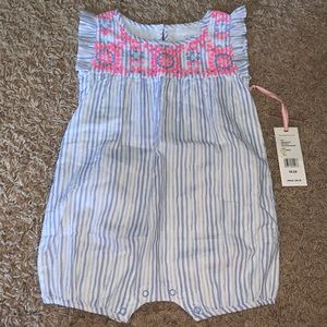 NWT VV One Piece Watercolor Emb Woven Bubble Hydrangea Sz 18-24 Months